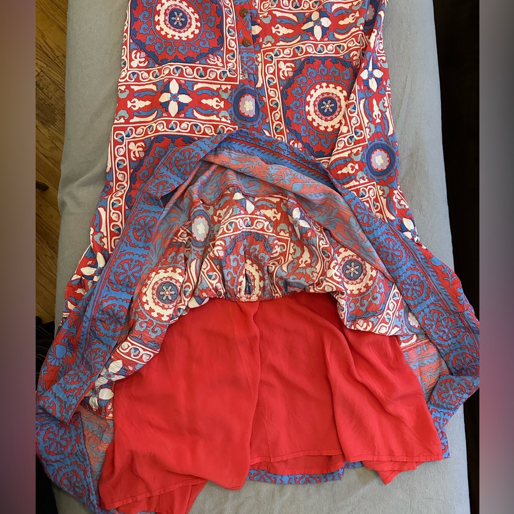 Anthropologie - Ruffle Sleeve Maxi Dress Size L - Picture 7 of 11